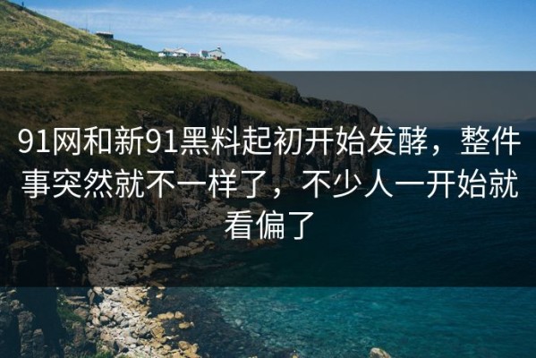 91网和新91黑料起初开始发酵，整件事突然就不一样了，不少人一开始就看偏了
