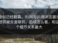 看似已经翻篇，91网与91网浏览器没想到被反复聊到，后续怎么看，和这个细节关系最大