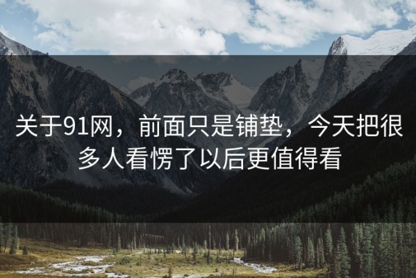 关于91网，前面只是铺垫，今天把很多人看愣了以后更值得看