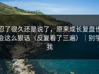 忍了很久还是说了，原来成长复盘也会这么狠话（反复看了三遍）｜别学我