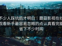 不少人踩坑后才明白｜蘑菇影视在线观看新手最容易忽略的点认真看完能省下不少时间