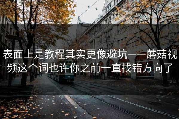 表面上是教程其实更像避坑——蘑菇视频这个词也许你之前一直找错方向了