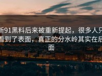 新91黑料后来被重新提起，很多人只看到了表面，真正的分水岭其实在后面