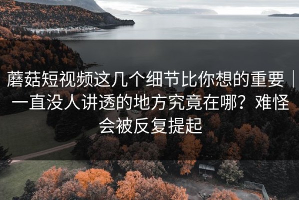 蘑菇短视频这几个细节比你想的重要｜一直没人讲透的地方究竟在哪？难怪会被反复提起