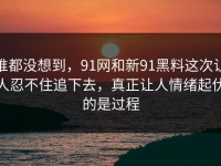 谁都没想到，91网和新91黑料这次让人忍不住追下去，真正让人情绪起伏的是过程