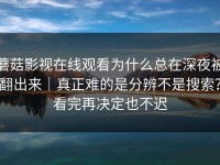 蘑菇影视在线观看为什么总在深夜被翻出来｜真正难的是分辨不是搜索？看完再决定也不迟