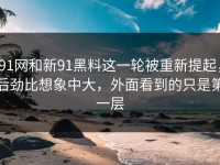 91网和新91黑料这一轮被重新提起，后劲比想象中大，外面看到的只是第一层