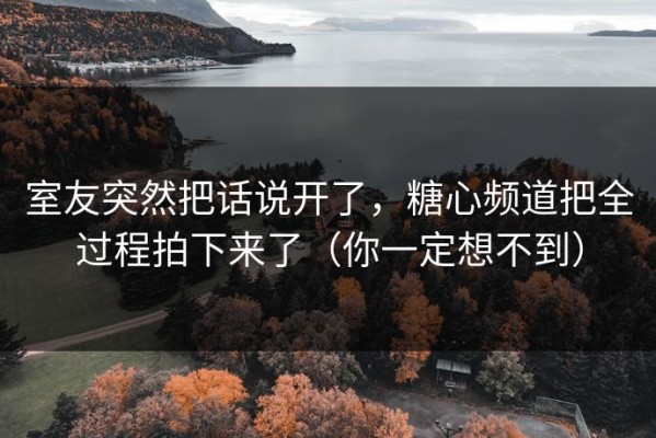 室友突然把话说开了，糖心频道把全过程拍下来了（你一定想不到）