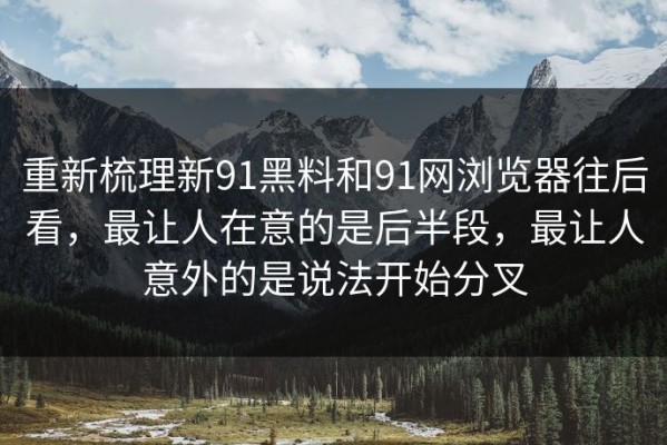 重新梳理新91黑料和91网浏览器往后看，最让人在意的是后半段，最让人意外的是说法开始分叉