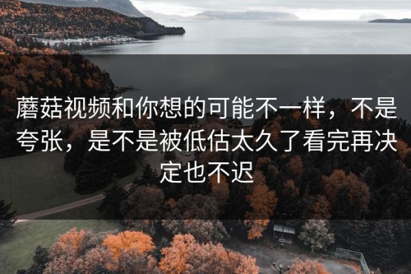 蘑菇视频和你想的可能不一样，不是夸张，是不是被低估太久了看完再决定也不迟