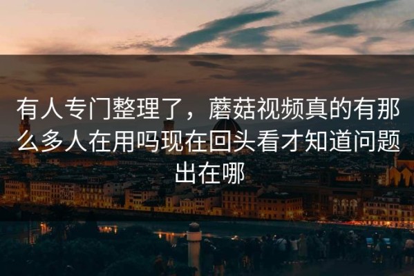 有人专门整理了，蘑菇视频真的有那么多人在用吗现在回头看才知道问题出在哪
