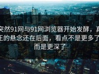 突然91网与91网浏览器开始发酵，真正的悬念还在后面，看点不是更多了，而是更深了