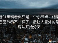 新91黑料看似只是一个小节点，结果后面节奏不一样了，最让人意外的是说法开始分叉