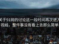 关于91网的讨论这一段时间再次进入视线，整件事没有看上去那么简单