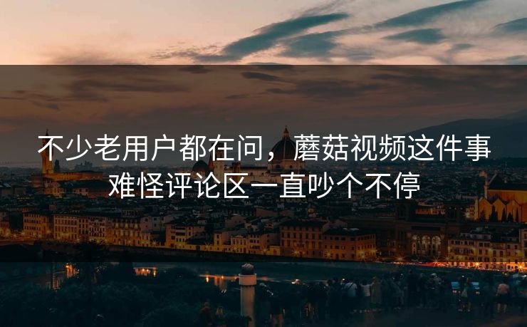不少老用户都在问，蘑菇视频这件事难怪评论区一直吵个不停