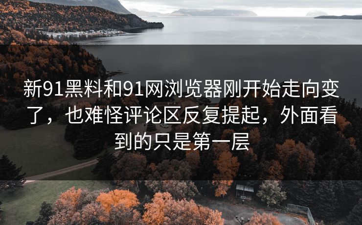 新91黑料和91网浏览器刚开始走向变了，也难怪评论区反复提起，外面看到的只是第一层