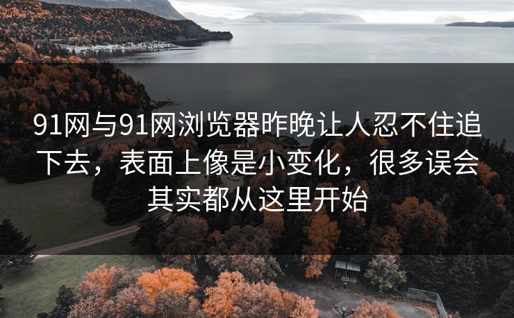 91网与91网浏览器昨晚让人忍不住追下去，表面上像是小变化，很多误会其实都从这里开始