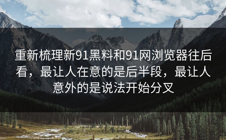 重新梳理新91黑料和91网浏览器往后看，最让人在意的是后半段，最让人意外的是说法开始分叉