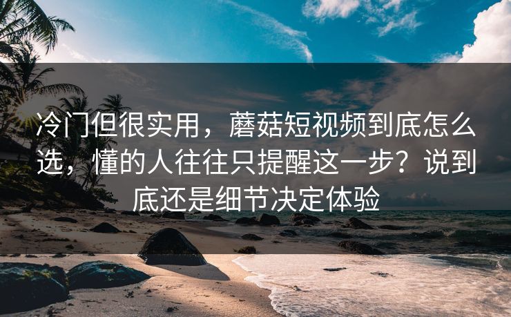 冷门但很实用，蘑菇短视频到底怎么选，懂的人往往只提醒这一步？说到底还是细节决定体验