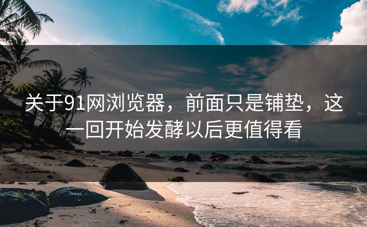 关于91网浏览器，前面只是铺垫，这一回开始发酵以后更值得看