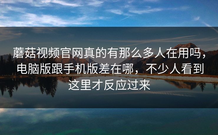 蘑菇视频官网真的有那么多人在用吗，电脑版跟手机版差在哪，不少人看到这里才反应过来
