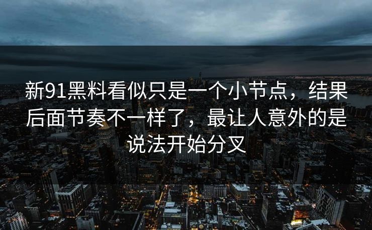 新91黑料看似只是一个小节点，结果后面节奏不一样了，最让人意外的是说法开始分叉
