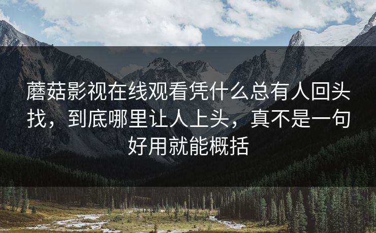 蘑菇影视在线观看凭什么总有人回头找，到底哪里让人上头，真不是一句好用就能概括