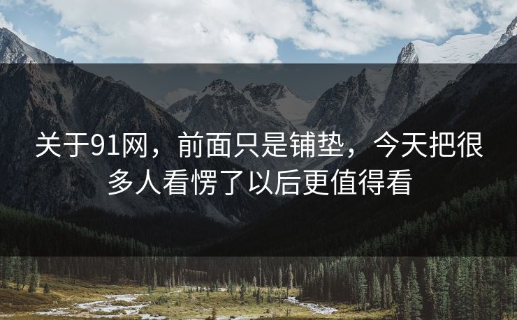 关于91网，前面只是铺垫，今天把很多人看愣了以后更值得看
